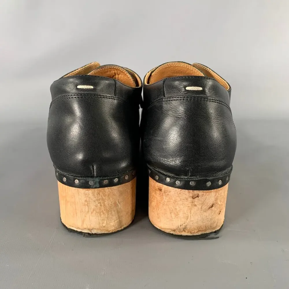 MAISON MARTIN MARGIELA Size 11 Black Leather Lace Up Shoes
